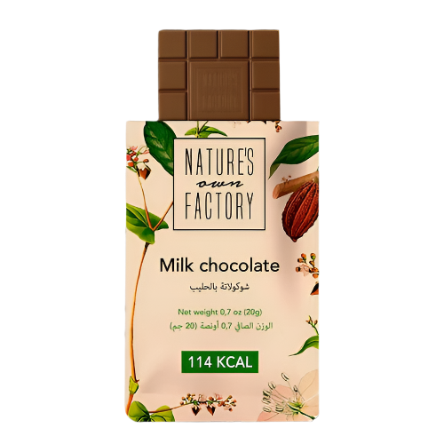 Nature’s Own Factory classic milk chocolate bar – 114 calories, creamy texture with natural ingredients, 20g
