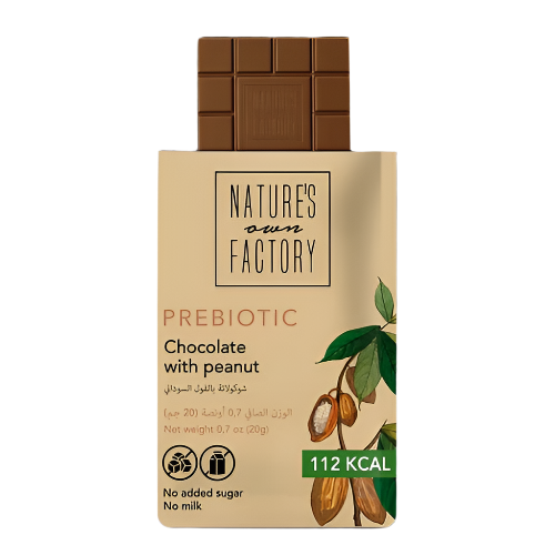Nature’s Own Factory prebiotic chocolate bar with peanut – 112 calories, no added sugar or milk